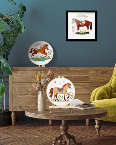 TINDTOP Embroidery Kit for Adult, 3 Pack Embroidery DIY Starter Kit - color: Horse