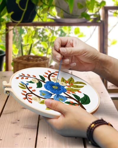 TINDTOP 3 Sets Embroidery Kit for Adults, Floral Embroidery Practice Kit - color: Floral 3 Sets