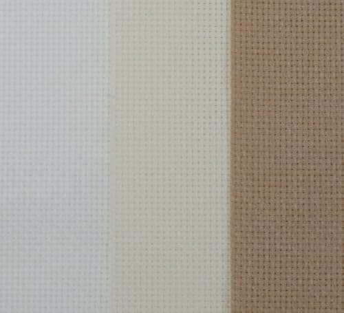 KCS 3 pc of 15" x 18"(38cmx45cm) 16 Count Cross Stitch Cotton Aida Cloth Needlework Rolled Fabric Box,16CT,Antique White +Cream+Khaki - color: Antique White +Cream+khaki, size: 16CT
