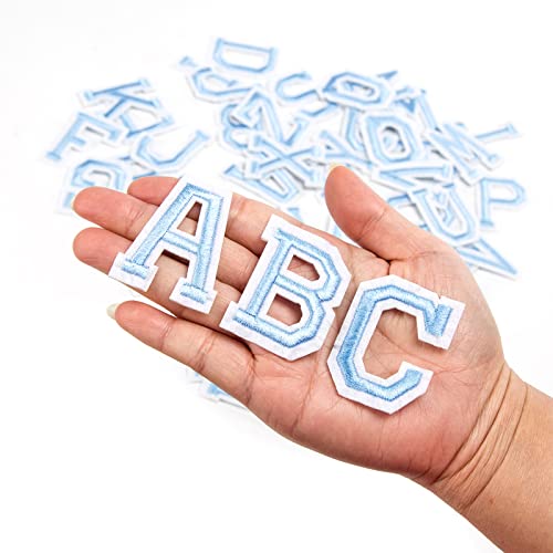 J.CARP 52Pcs Ocean Blue Alphabet A to Z Patches, Iron on Sew on Letters for Clothing, Hats, Shoes, Backpacks, Handbags, Jeans, Jackets etc. - color: 52pcs, Ocean Blue
