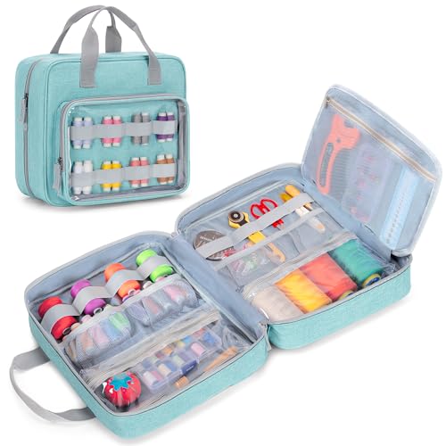 LUXJA Sewing Storage Organizer with Folio Open Design, Blue - color: Blue