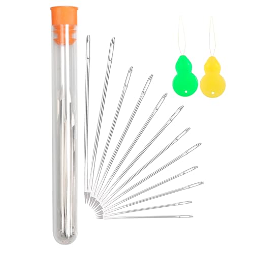 Hekisn Professional Large-Eye Triangle Leather Needles with Threaders for Hand Sewing Repair Stitching Projects (1.83 * 70/1.6 * 58/1.25 * 52/1.02 * 48/0.95 * 46/0.76 * 40mm) - size: 1.83*70/1.6*58/1.25*52/1.02*48/0.95*46/0.76*40mm