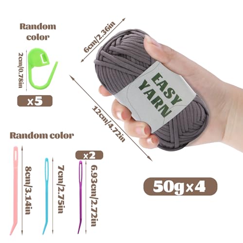 UzecPk 4 * 50g/1.76oz Crochet Yarn, 4 * 87yds Beginner Crochet Yarn - color: Dark Blue+Light Green+Dark Gray+Beige