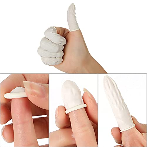 BTYMS 400 Count Latex Finger Cots Medium Fingertip Gloves Disposable Finger Rubber Tips Protector Anti-Static - size: Medium (Pack of 400)