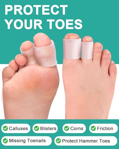 16 Pack Silicone Toe Sleeves Gel Toe Protectors, Clear, Multi-Size