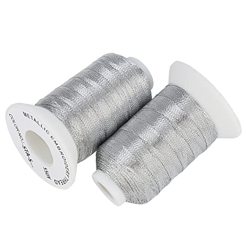 Simthread 6 Silver Metallic Embroidery Machine Thread 500M(550Y) for Embroidery and Decorative Sewing - color: 6 Silver
