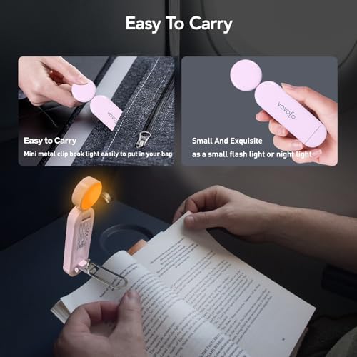 VAVOFO USB Rechargeable Book Light, Bookmark Clip on LED Reading Light - color: Pink Purple