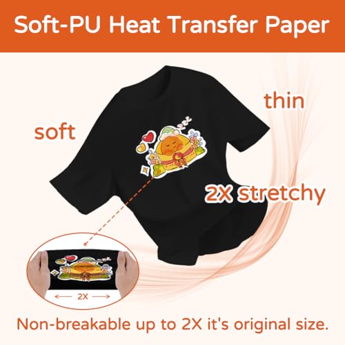 TranSmile PU-Heat Transfer Paper for T Shirts (50 Sheets, 8.5 x 11'') Printable Heat Transfer Vinyl for Dark Fabrics Iron on Transfers for Inkjet Printer (D-50) - color: Dark, size: 50 Sheets