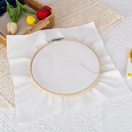 8 PCS 7 × 7 Inch Linen Embroidery Fabric, Bright White - size: 7 × 7 Inch