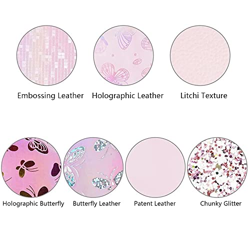Litchi 7 Pack 8x12 Inch Faux Leather Sheets for Bow Earring, Easy to Cut Vinyl Fabric for Cricut, Durable Fade Resistant Leatherette Without Smell, Pink Series - color: Pink Mix