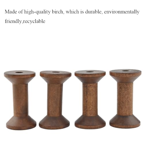 HAHIYO 2.36Inch/6cm 4PCs Light Brown Color Wood Spool - Natural Unfinished Wooden Thread Spools for Textile Wire Weaving Ribbon Crafts DIY Art Education Smooth Rotatable Bobbins - color: Light Brown, size: 2.36Inch-4P