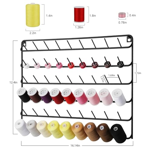 YBING Thread Holder Wall 54 Spools Sewing Thread Rack 4 Pack, Black - color: black