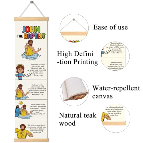 John the Baptist Banner, Church Banner, Christian Rustic Hanging Door Flag, Farmhouse Decorations Outdoor Indoor, Church Activity Decor, Bible Lesson, Scripture and Words Decorations - color: Yellow