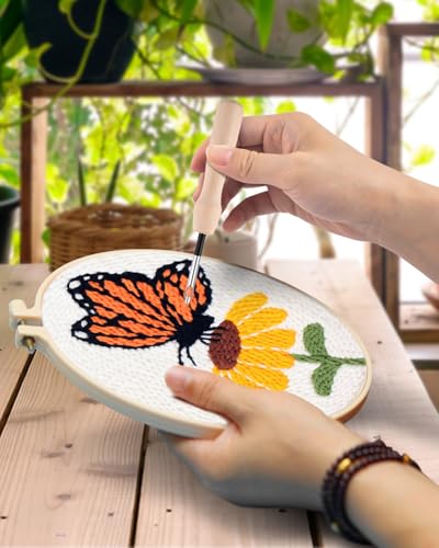 TINDTOP Punch Needle Kits, Flowers Punch Embroidery Kits for Adults - color: FLowers
