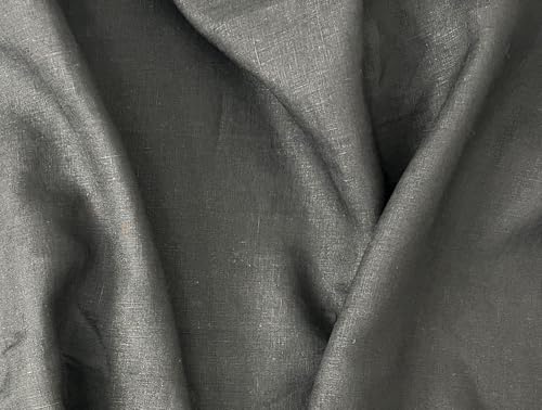 100% Linen Fabric – Lightweight Black Color – Pre-Washed Soft & Breathable – 52" Wide – by The Linen Lab (Black, 3 Yards pre Cut) - color: Black, size: 3 yard pre cut