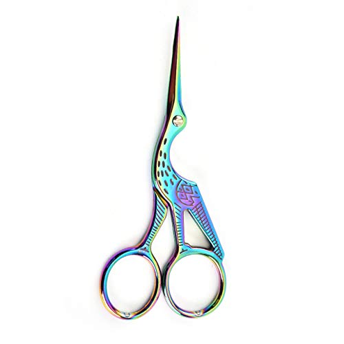 2PCS Vintage Stork Shape Sewing Scissors Stainless Steel Scissors - color: Colorful