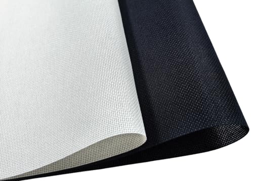 KCS 2 pc of 15" x 18"(38cmx45cm) 18 Count Cross Stitch Cotton Aida Cloth Needlework Fabric Box (Antique White+Black, 18CT) - color: Antique White+black, size: 18CT