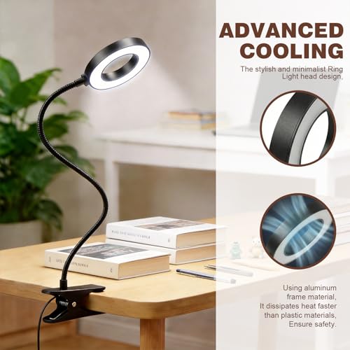 LED Desk Lamp with Clamp, Clip on Book Light for Reading