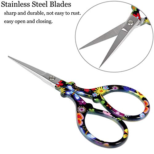 BIHRTC Embroidery Scissors 4.5Inch Stainless Steel Little Sewing Scissors - style: Vintage Black Red