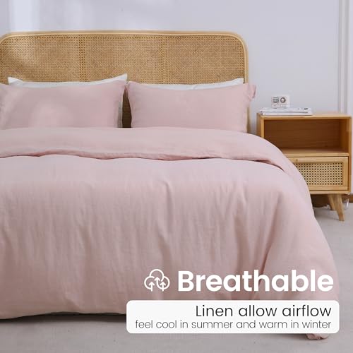100% French Linen Pillow Shams Basic Style - Pack of 2 - Washed Solid Color Natural Flax Soft Breathable - Blush Pink, 20'' x 36'' - color: Blush Pink, size: 20''x36'' - Basic