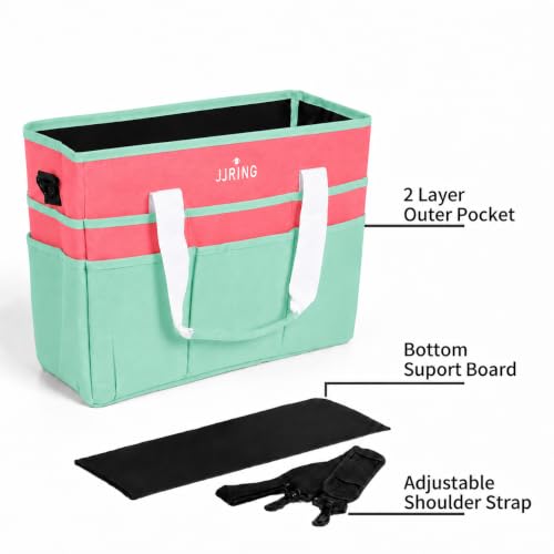 JJRING Craft Organizer Tote Bag Large Art Storage Caddy Green and Orange - color: Green&Orange, size: Large