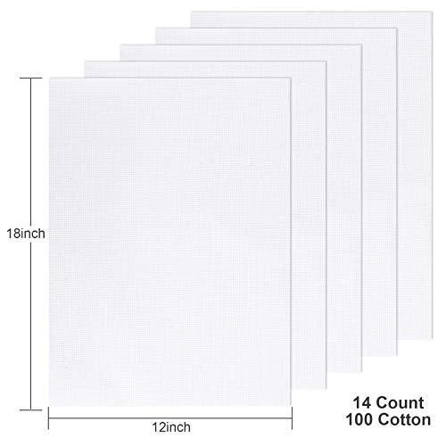 Aida Cloth 14 Count Cross Stitch Fabric,12×18inch,5Pcs (White) - color: White
