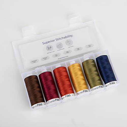 Superior Threads PIMA 50 wt Cotton Sewing Thread Set 1200 Yard Spool 6-Pack (Darks) - color: Darks