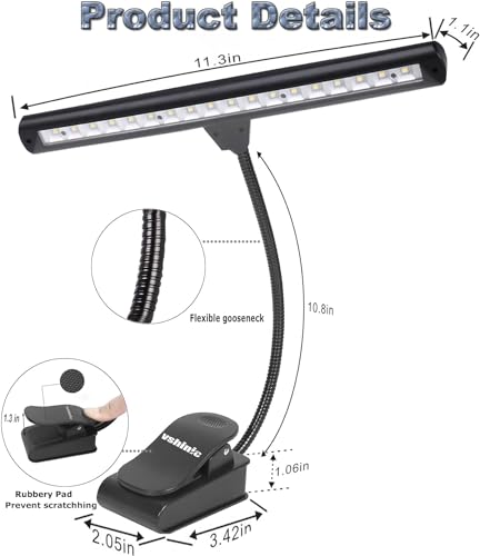 Music Stand Light,Clip On Piano Lights 18 LED Orchestra Light Clip On Reading Light,Fully Adjustable No Flicker for Piano,Book Reading, DJ, Craft Work (Powered by AC Adapter AAABatteries)