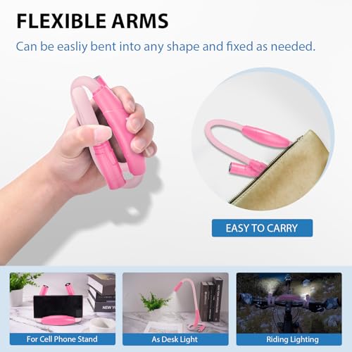 Lightweight Wearable Neck Lamp for Night Reading & Travel, Pink - color: Pink