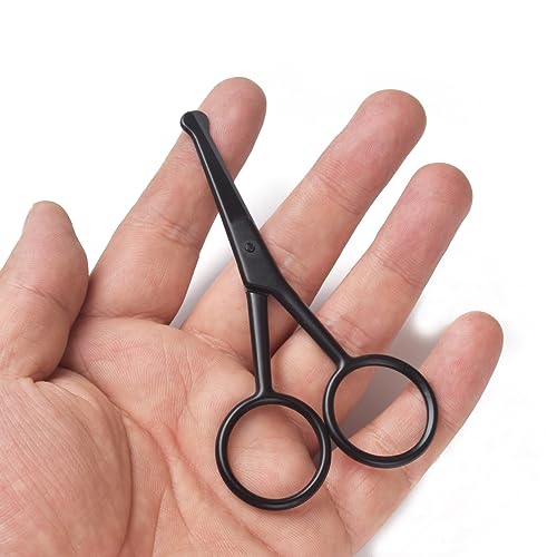Multicolor Professional Grooming Scissors for Facial Hair Removal - color: Black Safety Head B