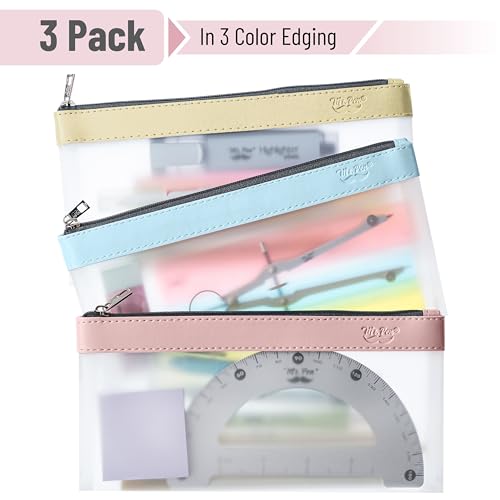 Mr. Pen- 3 Pack Pencil Bags, Kids Pencil Pouch, Clear Makeup Bag - color: Soft Pastel, size: 3 Pack, Medium