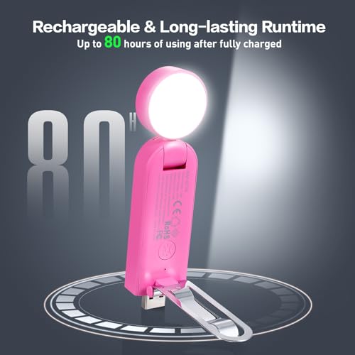 VAVOFO USB Rechargeable Book Light, Bookmark Clip on LED Reading Light - color: Rose