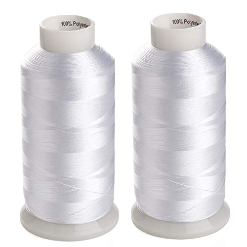 Simthread 2 Huge Spools White Bobbin Fill Thread 60WT - 5500 Yards Each - color: White