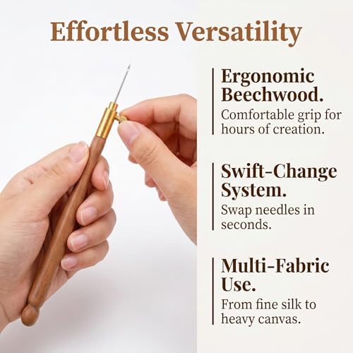 Incinkod Tambour Hook with 3 Needles, 0.03"/0.04"/0.05", Brown