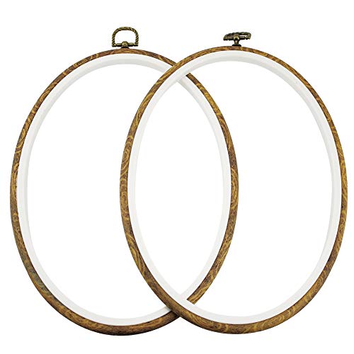 guofa 11'' Oval Embroidery Hoop for Cross Stitch, 2PCS Imitated Wood Pastic Hoops for Arts Hanging Decoration - style: 11.5"L x 8.4"W