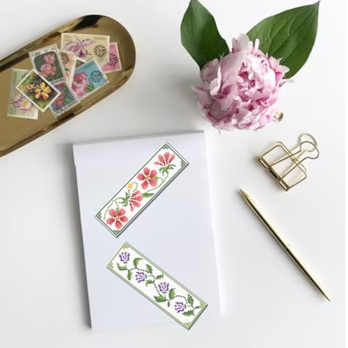 FREEBLOSS 6 Set 11CT Cross Stitch Bookmark Kit 8"x2.4" Vine Flowers - style: Floral Plant
