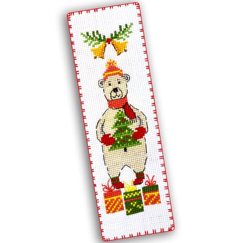 Povitrulya Polar Bear - Counted Cross Stitch Bookmark Kit - DIY Embroidery Set - Hand Made Christmas Gift for Adultss - color: Polar Bear