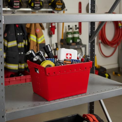 18x13x12" (3 Pack) Space Age Handled Storage Mail Tote, Red - color: Red