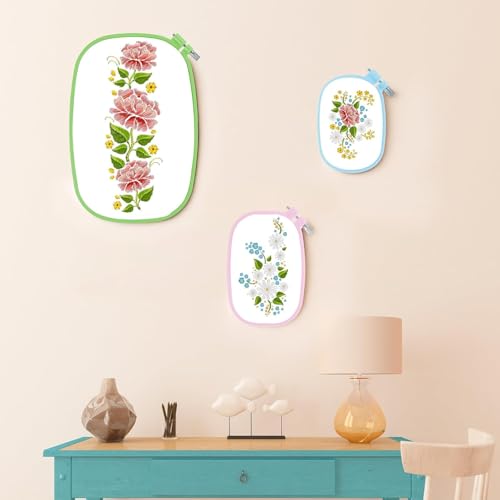 JINJUMEI 3 Pack 3 Size Square Embroidery Hoops, Cross Stitch Hoop, Embroidery Hoop, Rectangular Cross Stitch Embroidery Frame DIY Sewing Tool for Quilting Silk-Painting(3 Color)