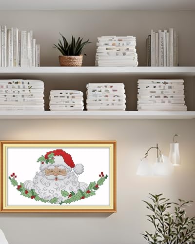 CaptainCrafts Cross Stitch Kits, New Stamped Kit Printed 11CT Fabric Cross Stitching DIY Art DMC Needlecrafts Embroidery Kit for Adults Beginner (Stamped, Santa Claus) - color: Santa Claus, style: Stamped