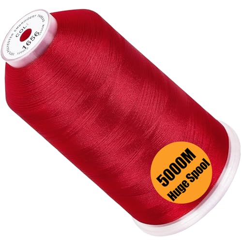 New brothread 5000M Huge Spool Embroidery Machine Thread - Christmas Red - color: Christmas Red-1656