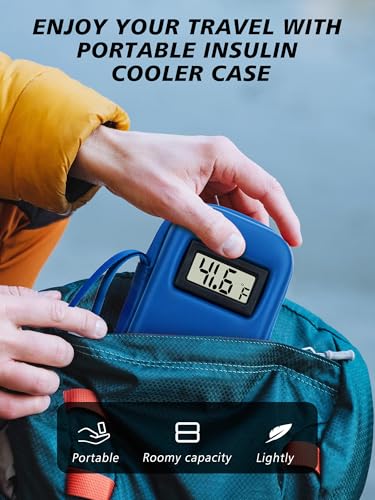 YOUSHARES Insulin Cooler Travel Case, Peptide Travel Case with Temp Display - color: 02 Blue