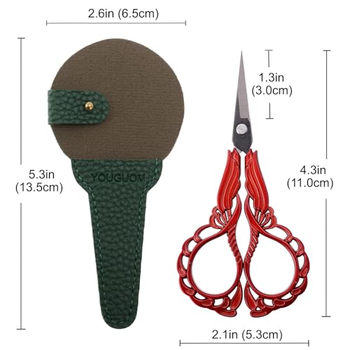 YOUGUOM Small Sewing Scissors, Little Embroidery Shears with Cover - color: Red