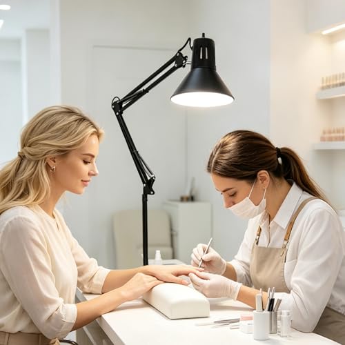 Black Desk Lamp with Clamp, Extra-Tall Adjustable Metal Swing Arm, 5000K - color: Black, size: 5000K Natural Daylight-Extra Long Swing Arm