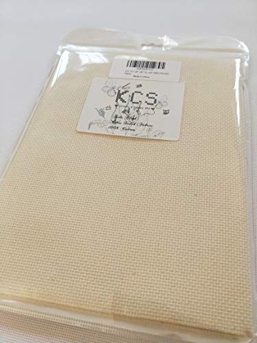 19" x 28" 14CT Counted Cotton Aida Cloth Cross Stitch Fabric (Antique White) - color: Antique White