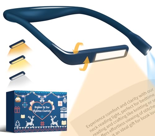 Neck Book Light, 3 Color Stepless Dimming Reading Light for Bed - color: Dark Blue
