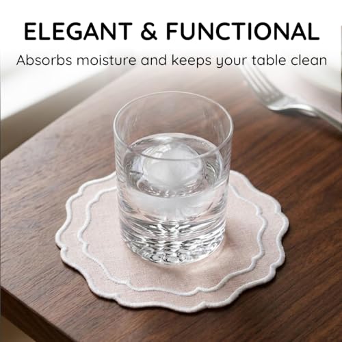 Linen Coasters for Drinks, Set of 6, 6 inch, Pink - color: 1247 - Pink, size: 6 inches
