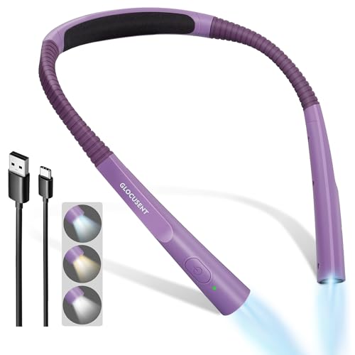 Glocusent Upgraded LED Neck Reading Light, Book Light for Reading in Bed - color: Purple, size: Slim-Medium