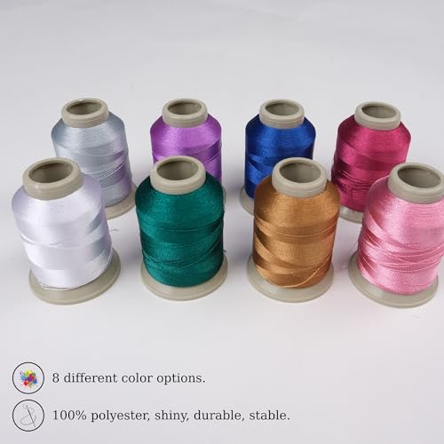 Mixed Color Embroidery Thread Set of 8 | 102 | 3325 | 9764 | 8036 | 9048 | 9139 | 8623 | White | 15 Gr Polyester Embroidery Machine Thread (8, Dark Patel Colors) - color: Dark patel colors