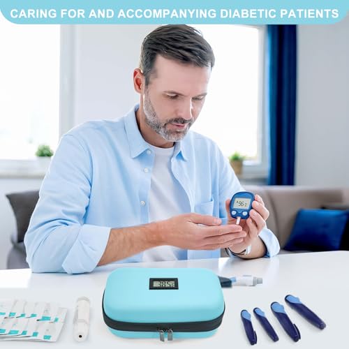 Insulin Cooler Travel Case TSA Approved 2*180g Ice Pack,Temp Display - color: Light Blue